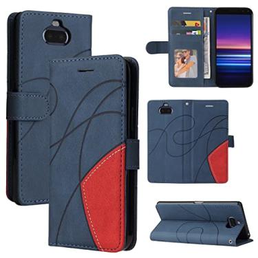 Imagem de Capa carteira para Sony Xperia 20, compartimentos para porta-cartões, fólio de couro PU de luxo anexado à prova de choque capa de TPU com fecho magnético com suporte para Sony Xperia 20 (azul)
