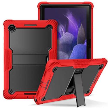 Imagem de Capa para Samsung Galaxy Tab S8 Plus/S8 Ultra, capa para tablet à prova de choque, suporte dobrável traseiro, proteção resistente à prova de quedas capa híbrida de policarbonato + TPU, vermelha, S8 Plus 12,4 polegadas