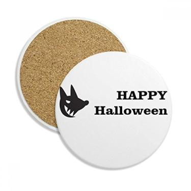 Imagem de Caneca de porta-copos Happy Ghost Fear Halloween com proteção de mesa, pedra absorvente