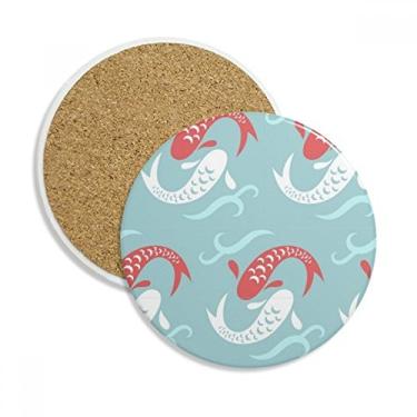 Imagem de Caneca de porta-copos japonesa Totem Carp Waves com proteção de mesa, pedra absorvente