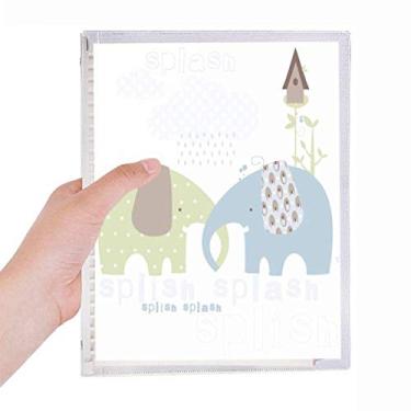 Imagem de Caderno de chuva Splash Elefante Azul Verde Folhas Soltas Diário Recarregável Diário Papelaria