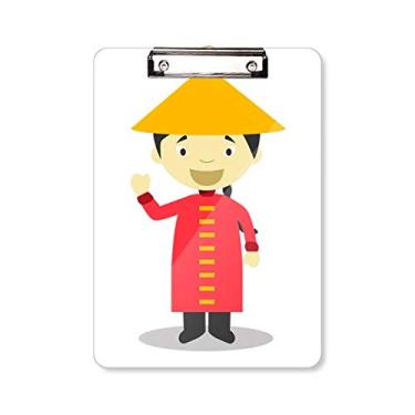 Imagem de Vestido longo vermelho China desenho prancheta pasta bloco de escrita placa de suporte A4