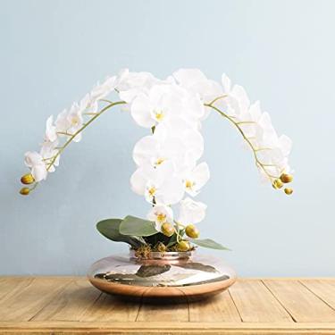 Imagem de Arranjo de Orquídeas Brancas no Vaso Rose Gold | Linha permanente Formosinha
