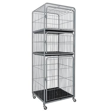 Imagem de Canil Gaiola Vertical Mega 3 Lugares Prata Cachorro Pet Tosa