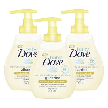 Imagem de Kit 3 Sabonetes Líquido Baby Dove Hidratação Glicerinada da Cabeça aos Pés 200ml