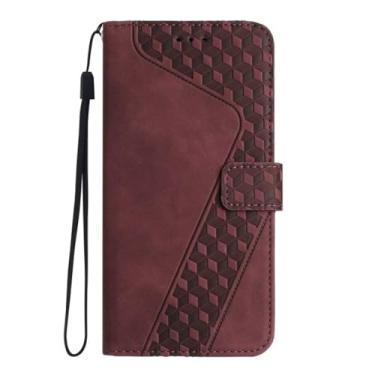 Imagem de Capa tipo carteira para Xiaomi para Redmi Note 12 12 Pro 11 11S 10 9 8 para Redmi 10C 10A 10 9C 9T 9A 9 8 Capa flip em relevo 3D, vinho tinto, para Poco M4 Pro 4G