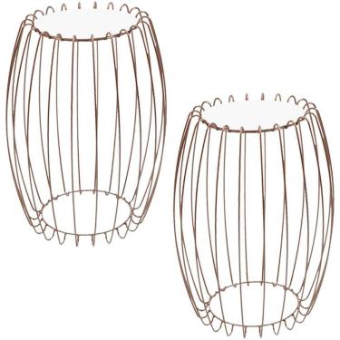 Imagem de Kit Mesa Apoio Lateral 43 cm Tampo Vidro Branco Base Metal Cobre Nacc