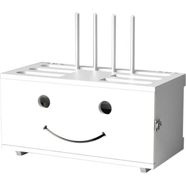 Imagem de Caixa organizadora de armazenamento de roteador, rack de decodificador de madeira maciça, caixa de acabamento de cabo de alimentação, armazenamento de soquete, para armazenar tiras de energi