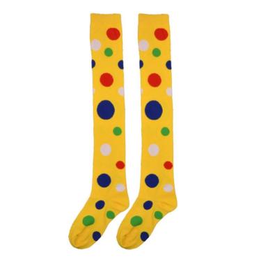 Imagem de Women Girls Clown Cosplay Long Socks Fun Colorful Irregular Polka Dot Impresso Sobre Knee Coxa High Stockings Fantasia Fantasia Festa Fantasia - Amarelo