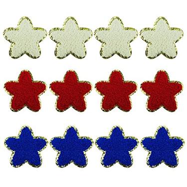 Imagem de FAZHBARY 12 PCS Star Patches Patriotic Patch Chenille Patches Embroidered Iron On Patch for 4th of July Clothes DecorQ