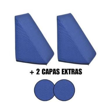 Imagem de Kit 2 Almofada Triangular Encosto Espuma Antirefluxo Apoio Costas Anatômico Leitura + Capa Extra-Unissex