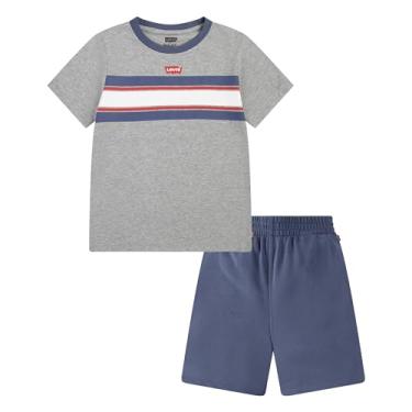 Imagem de Levi's Conjunto de 2 peças de camiseta e shorts para bebês meninos, Cinza mesclado, 3 Anos