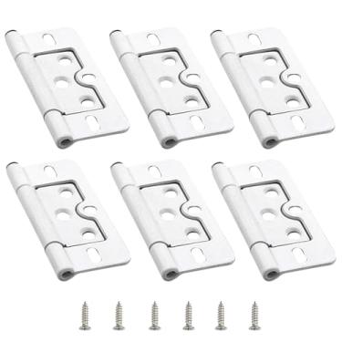 Imagem de AUXBC Dobradiças de porta de ferro de 7,6 cm sem encaixe, dobradiça branca resistente para porta interior lisa para portas de celeiro, porta de armário, porta de garagem, porta da frente, porta
