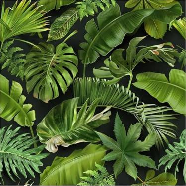 Imagem de Papel de parede tropical escuro vintage papel de parede de palmeira descasque e cole folhas de palmeira papel de contato decorativo planta da selva papel de parede papéis de parede removíveis para