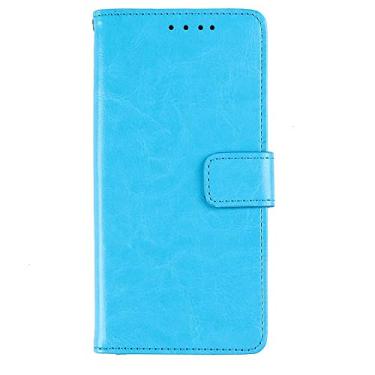 Imagem de NEKOYA Capa de telefone para Meizu PR0 6, capa carteira flip de couro liso com compartimento para cartão, suporte e fecho magnético, capa de couro Meizu PR0 6 azul claro