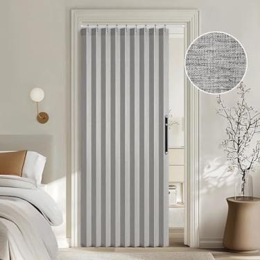 Imagem de MIULEE Cortinas de porta dobráveis magnéticas estilo acordeão para portas/armário, divisória de quarto, cortinas plissadas com ganchos para sala de estar interior/quarto/armário aberto, cinza, L99 x C