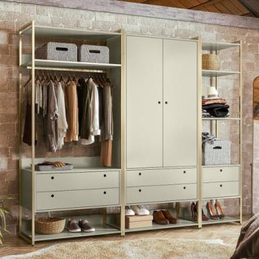 Imagem de Closet Industrial Olivar 2 Portas 6 Gavetas Off White OlivarMóveis - O