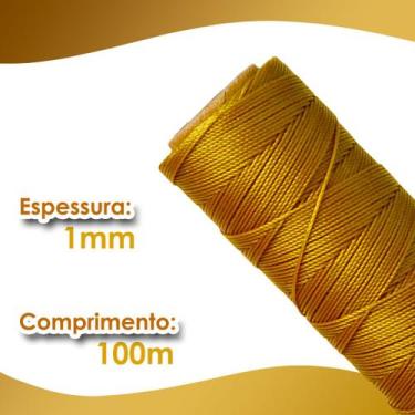Imagem de Cordão Encerado 1mm - Fio Cordone Dourado - 100 Metros - Nybc