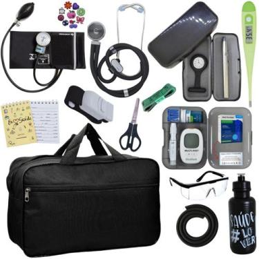 Imagem de Kit Bolsa Cores Aparelho de Pressao Esfigmomanometro Estetoscópio Medi