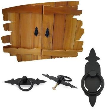 Imagem de Puxador colonial gaveta Puxador losango cor preto Puxador rustico anti