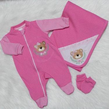 Imagem de Saída de Maternidade para Bebe Menina Bordada Ursinha 3 peças - Pandor