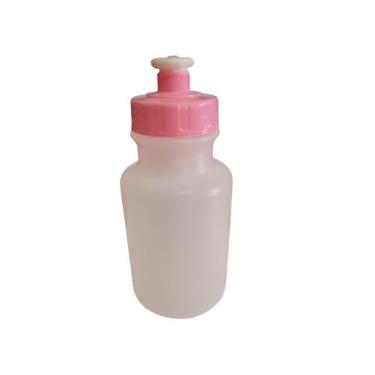 Imagem de Kit 100 Mini Garrafas Squeeze 300ml plástico transparente tampa colori