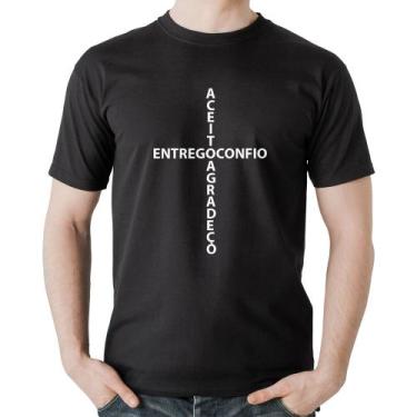 Imagem de Camiseta Algodão Entrego, Confio, Aceito, Agradeço - Foca na Moda, Pre