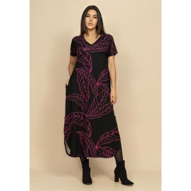 Imagem de Vestido Midi Abapã Malha com Bolso Estampa Antúrios Lilás - Amazonia V