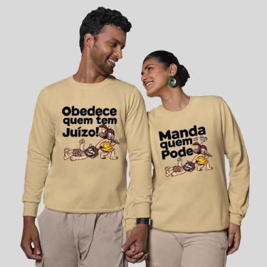 Imagem de Kit 2 Blusas Frio Moletom Careca Sem Capuz Casal Namorados Frase - MP 