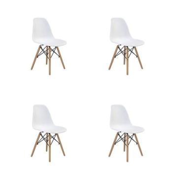 Imagem de Kit 4 Cadeiras Jantar Eiffel Branca PP Base Madeira - Rivatti