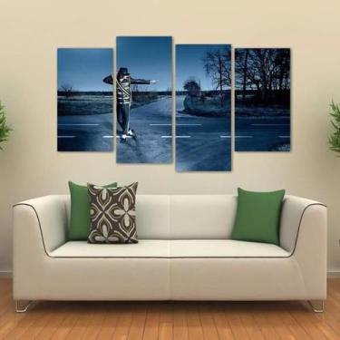 Imagem de Quadro Decorativo Michael Jackson Quarto Em Tecido 4 Peças 1 - Wall Fr