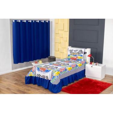 Imagem de Kit Quarto Infantil Solteiro Menino Colcha Cobre Leito com Babado + Co