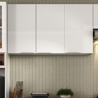 Imagem de Armário Aéreo Alto em Aço 3 Portas com Dobradiças Slow Motion Renova Branco Neve