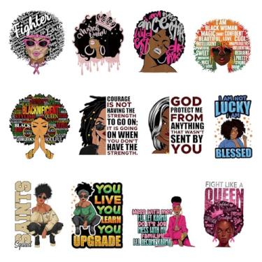 Imagem de Amazingxy 12 Peças de Remendos de Ferro para Meninas Negras para Roupas Femininas Faça Você Mesmo Decalques de Transferência de Calor para Roupas Camisetas Jeans Mochilas Decalques (Pequeno)