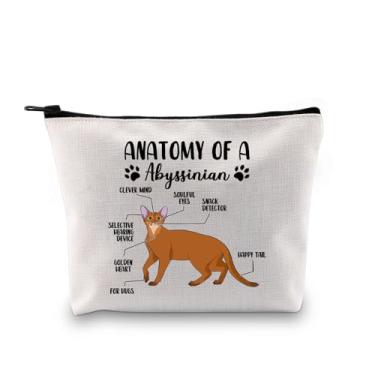 Imagem de G2TUP Presente abissínio engraçado anatomia de uma bolsa de maquiagem abissínio gato abissínio mamãe bolsa cosmética presente de proprietário abissínio, A Abyssinian MB
