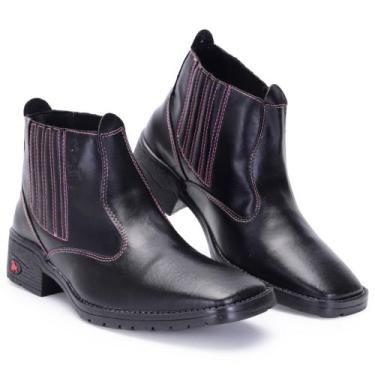 Imagem de Bota Botina Feminina Couro Texana Country Confortável - Bota Botina Co