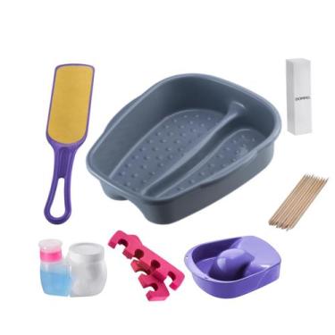Imagem de Kit Manicure Pedicure Palito Tigela mão Bacia Pés Lixa Separador Porta