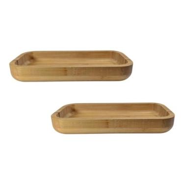 Imagem de Bandeja Retangular Funda De Bambu 24cm Café Da Manhã 2 Peças - Euro Ho