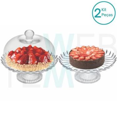 Imagem de Conjunto Mini Boleira de Vidro com Pé e Mini Prato para Bolo Pétalas d