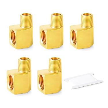 Imagem de GASHER Latão 2PCS 5/20.3 cm-18 Roscas Invertidas Flare Fêmea x 3/20.3 cm NPT Macho Linha de Freio União Conexões de Cotovelo de 90 Graus para Combustível/AIR/Lquid/Gás