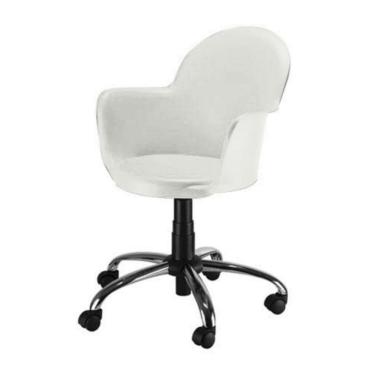 Imagem de Cadeira Giratória Base Cromada Polipropileno Moon Branco