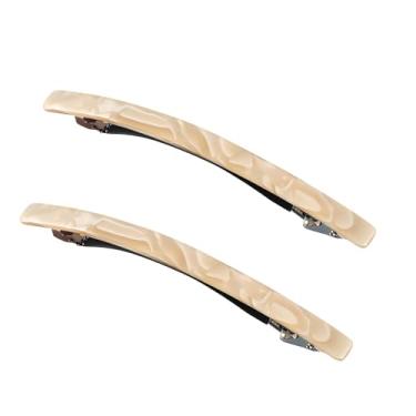 Imagem de Pacote com 2 presilhas de tartaruga francesas longas e finas curvadas brilhantes para cabelo grosso, clipes de mola de metal, prendedor de cabelo, rabo de cavalo, sem deslizamento, treinos estilo