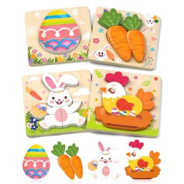 Imagem de Quebra-cabeças de madeira Oomloid Easter para crianças de 1 a 3 anos, 
