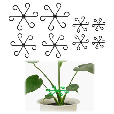 Imagem de HARFINGTON 8 peças de suporte de caule de plantas, 4 tamanhos, estacas de suporte de caule de plantas de escalada reutilizáveis para treliça de flores para ambientes externos e internos, preto