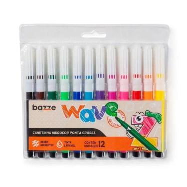 Imagem de Canetinha Hidrocor Ponta Grossa Wave Com 12 Cores - Bazze 614465