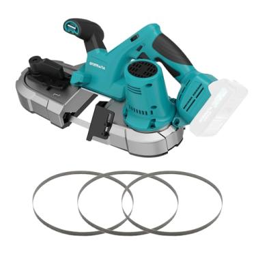 Imagem de ONMANA Serra de fita sem fio, serra de fita elétrica sem escova de 20 V, serras de fita de metal de corte profundo de 6,3 cm, serra de fita portátil de 6 velocidades para cortar metal, tubo, conduíte