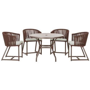 Imagem de Mesa com 4 Cadeiras de Jantar Roma 100cm e Noronha em Aluminío