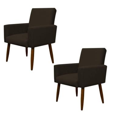 Imagem de Kit 2 Poltronas Decorativa Sala E Quarto Nina Suede Herrero Cor:marrom Escuro