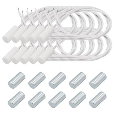 Imagem de FOCMKEAS Sensor De Contato Porta Janela Segurança Com Fio Embutido, 10 Peças, Normalmente Fechado, Interruptor Magnético Alarme 2 Fios, Abs Branco, Rc-34A