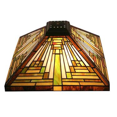 Imagem de NADUOXRK Abajur Tiffany Premium, Abajures Mission, Quadrado De Vitral, 35,5 Cm Largura, Para Mesa